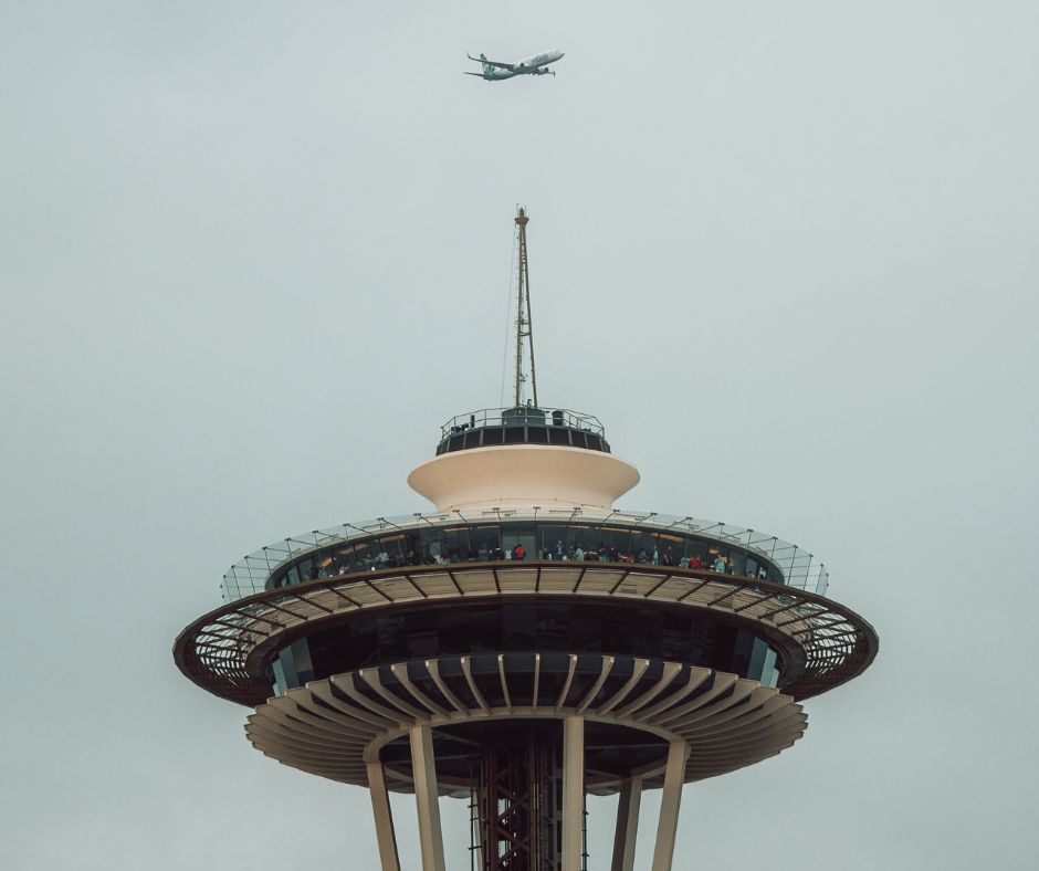 close up of business travelers in the Seattle Sky Needle