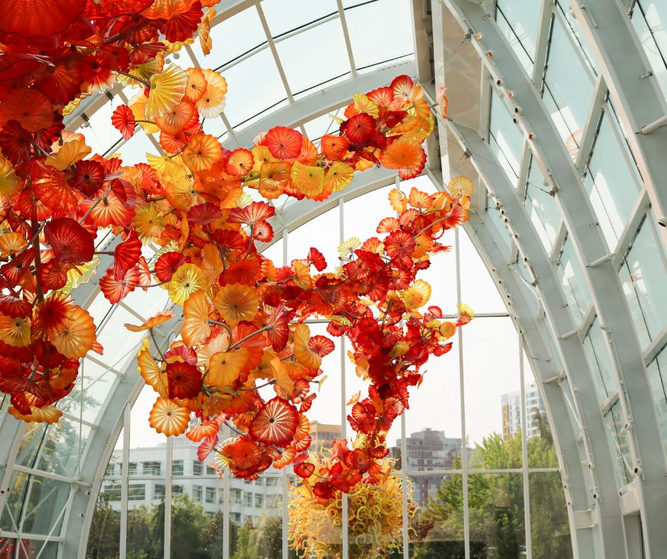 close up photo Chihuly Garden and Glass in Seattle