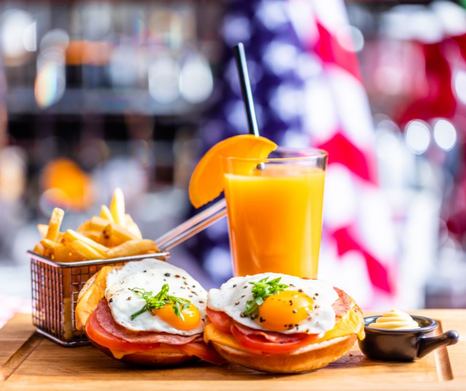 an egg and orange juice breakfast for a business traveler in Kirkland